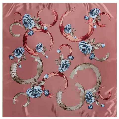 Elegant Satin Square Scarf For Women Rose Floral Print Large Silk Like Neck Wrap Fashion Head Scarf Smooth Shawl Accessory