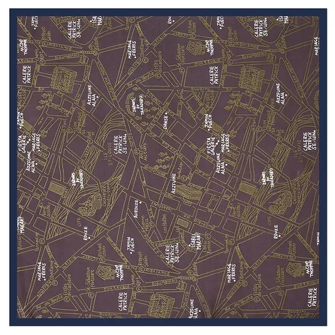 Vintage Paris City Map Print Satin Square Scarf French Style Alphabet Geometric Small Neck Kerchief For Women Accessory