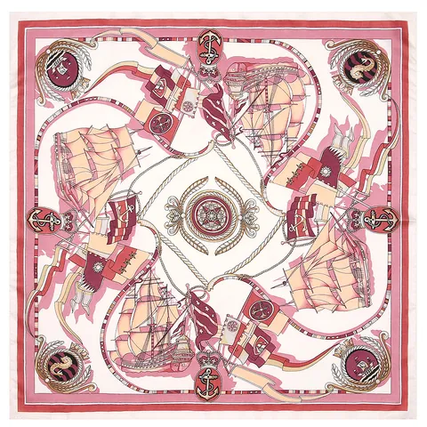 Dames Retro Nautische Zeilen Print Satijn Vierkante Sjaal Elegante Silk Feeling Sjaal Hoofddoek Voor Dagelijks Reizen Decoratie