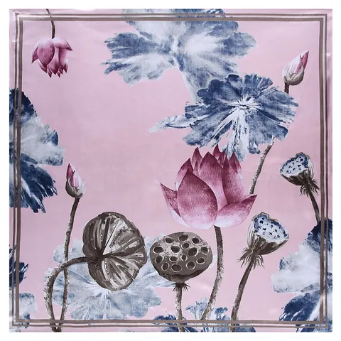 Elegante Foulard Quadrato in Stile Cinese Con Stampa a Loto per Donna Morbido Grande Foulard Floreale Effetto Seta