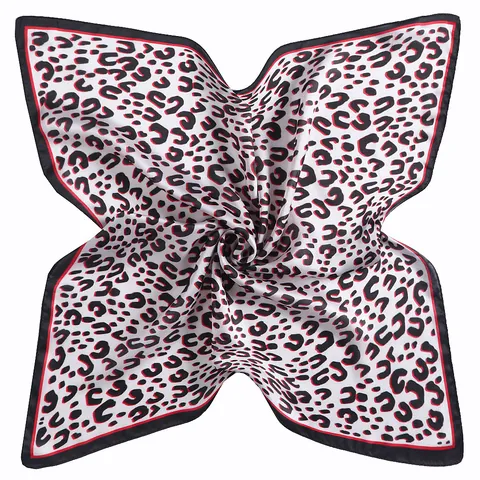 Mode Leopardenmuster Satin Quadratisches Tuch Für Damen Vintage Tierprint Seidiges Halstuch Weiches Dekoratives Accessoire
