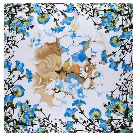 Carré en Satin Imprimé Floral Élégant Foulard en Fausse Soie Professionnel pour Femme Bureau Accessoires de Mode