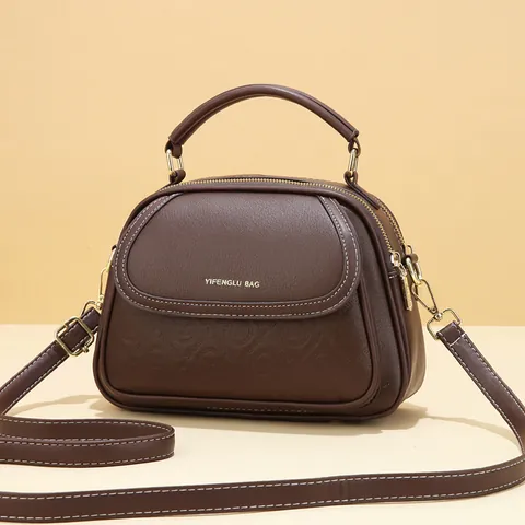 Borsa a Tracolla da Donna in Pelle PU Vintage Goffrata Multistrato Con Tracolla Larga Borsa a Spalla Casual per Uso Quotidiano