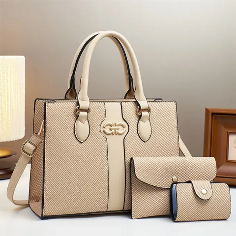 Women PU Leather Handbag And Envelope Bag And Card Holder Stitching Tote For Daily Office Commuting Fashion Ladies Bags
