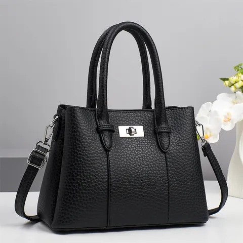 Bolso de Mano Minimalista de Cuero PU con Patrón de Lichi para Mujer Elegante Bolso Tote con Correa de Hombro Ajustable