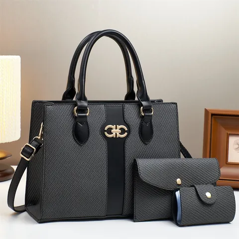 Women PU Leather Handbag And Envelope Bag And Card Holder Stitching Tote For Daily Office Commuting Fashion Ladies Bags