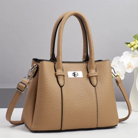 Bolso de Mano Minimalista de Cuero PU con Patrón de Lichi para Mujer Elegante Bolso Tote con Correa de Hombro Ajustable