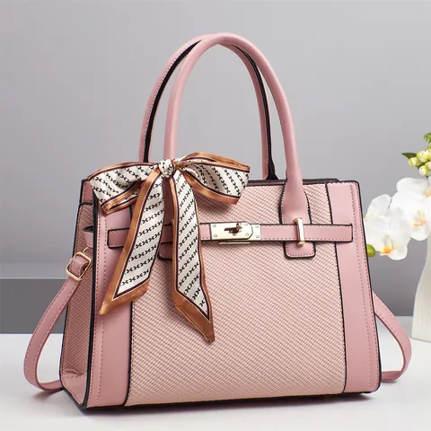 Borsa da Donna a Mano Grande Capacità in Pelle PU Borsa a Spalla Tracolla Con Sciarpa Tessuto Intrecciato Patchwork Borsa Quotidiana Ufficio