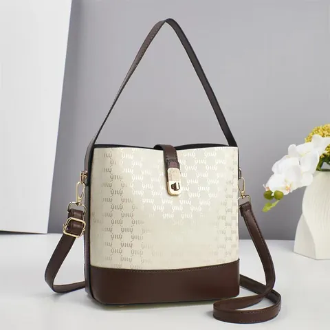 Borsa a Secchiello Vintage con Monogramma Donna Moda in Pelle PU con Cuciture Borsa a Tracolla con Chiusura per Pendolarismo