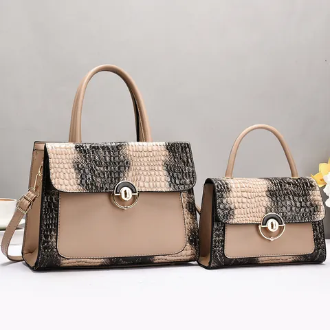 Women Handbag And Small Bag Matte Crocodile Pattern PU Leather Large Capacity Shoulder Tote For Daily Fashion