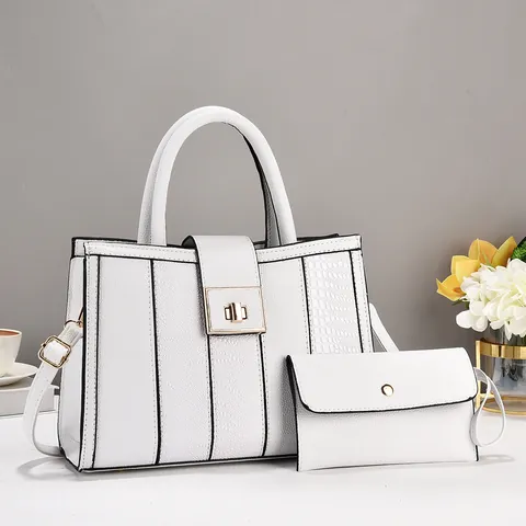 Juego de Bolsos de Cuero PU Retro Occidental Moda Mujer Patchwork Patrón de Cocodrilo Bolso Tote Con Cartera a Juego para Desplazamientos