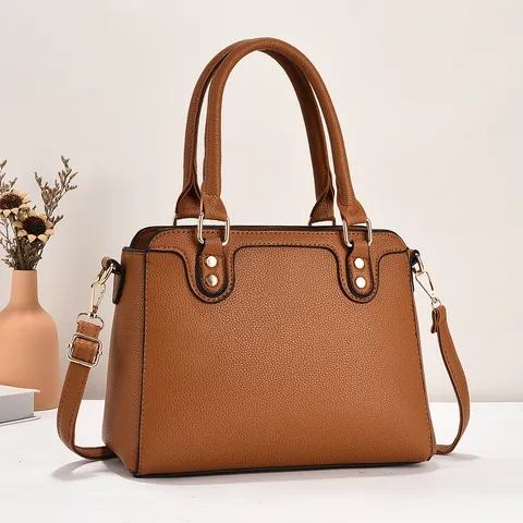 Damen Minimalistisch Litschimuster PU Leder Handtasche Mode Umhängetasche Eimerform Mit Verstellbarem Riemen Goldener Hardware