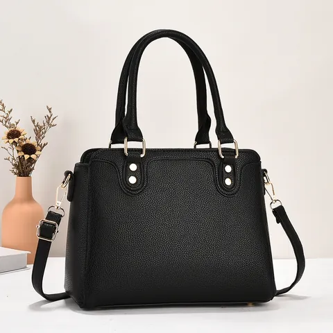 Damen Minimalistisch Litschimuster PU Leder Handtasche Mode Umhängetasche Eimerform Mit Verstellbarem Riemen Goldener Hardware
