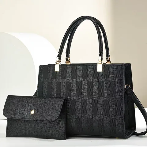 Damen Große Kapazität Geprägte PU Leder Handtasche Und Clutch Set Elegante Tragetasche Umhängetasche Für Hochzeit Alltag