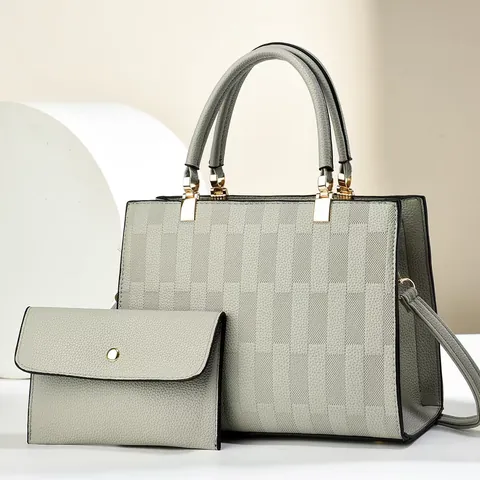 Damen Große Kapazität Geprägte PU Leder Handtasche Und Clutch Set Elegante Tragetasche Umhängetasche Für Hochzeit Alltag