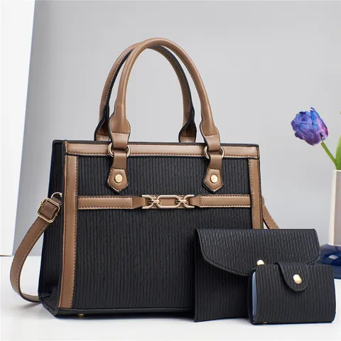 Women Handbag Wallet And Card Holder PU Leather Vertical Embossed Texture Gold Chain Chic Urban Versatile Fashion
