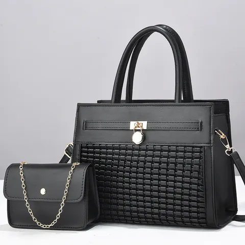 Borsa a Mano in Pelle PU di Moda Borsa Tote E Borsa Con Catena Con Trama Intrecciata Set di Borse a Tracolla da Donna