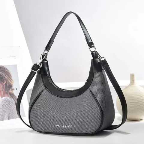 Borsa Hobo Donna a Mezzaluna in Tela e Pelle PU Patchwork Versatile Borsa a Tracolla Sottobraccio Con Tracolla Regolabile