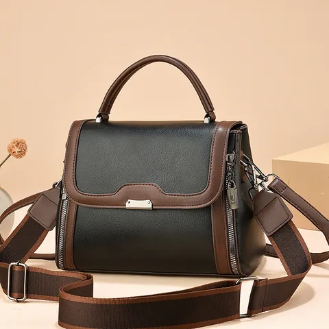 Sac à Main Femme Vintage en Cuir PU Imprimé Monogramme Sac à Bandoulière Avec Large Bandoulière Amovible Sac à Main Décontracté Pour Usage Quotidien