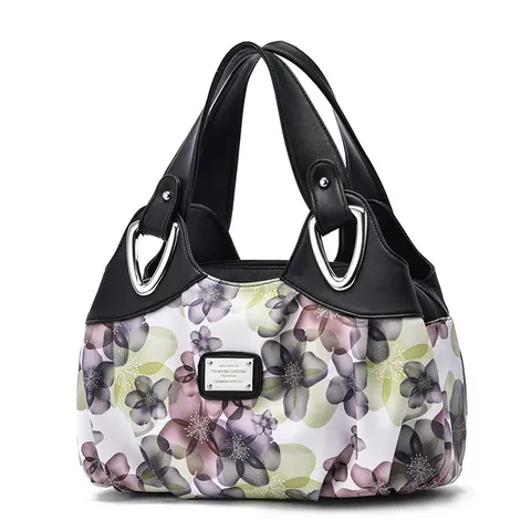 Bolso De Mano Para Mujer Estampado Floral Gran Capacidad Cuero PU Vintage Tote Bag Múltiples Compartimentos Bolso De Hombro