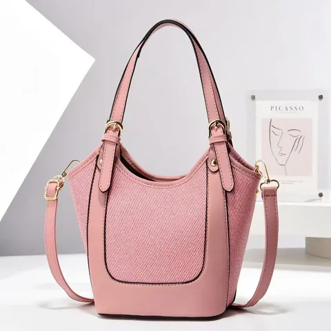 Sac Seau pour Femme à la Mode en Cuir PU et Tissage Couleur Bloc Couture Grande Capacité Sac à Bandoulière Tendance Main Casual Avec Matériel Doré