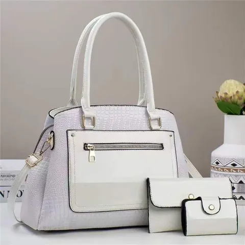 Women Fashion Crocodile Pattern Tote Shoulder Bag And Wallet Large Capacity Retro PU Leather Handbag For Daily Office Use