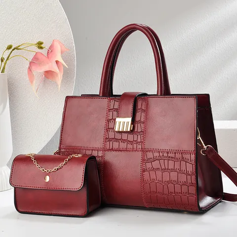 Borsa a Mano da Donna E Borsa a Tracolla a Catena Motivo Coccodrillo Patchwork Pelle PU Urbano Minimalista Elegante Quotidiana