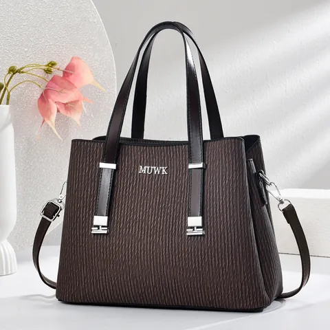 Damen Vertikal Gefaltete PU Leder Handtasche Große Kapazität Schulter Umhängetasche Tote Bag Mit Verstellbarem Riemen Büro