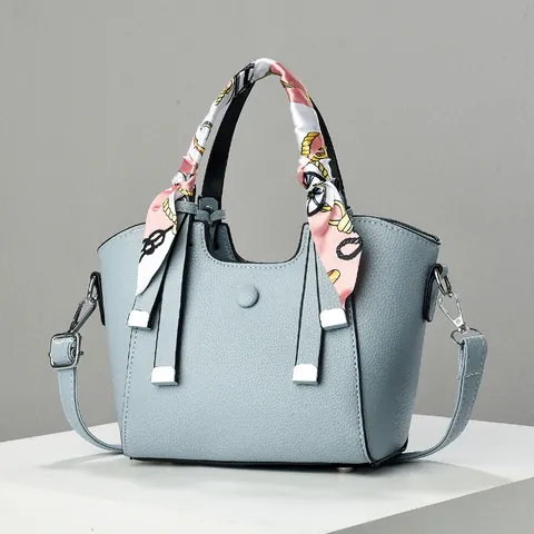 Dames Elegante PU Leren Handtas Litchi Textuur Tote Bag Met Decoratieve Sjaal Handvat Schouder Crossbody Tas Voor Dagelijks