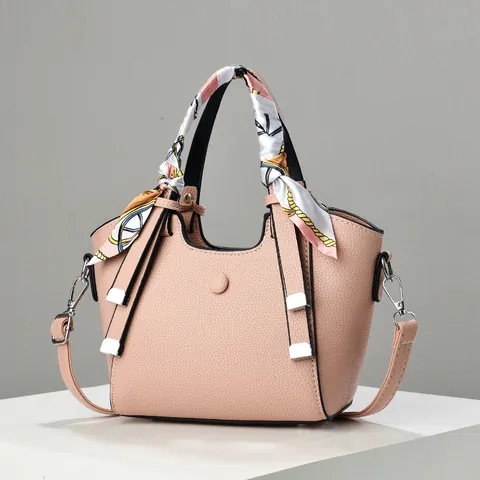 Dames Elegante PU Leren Handtas Litchi Textuur Tote Bag Met Decoratieve Sjaal Handvat Schouder Crossbody Tas Voor Dagelijks