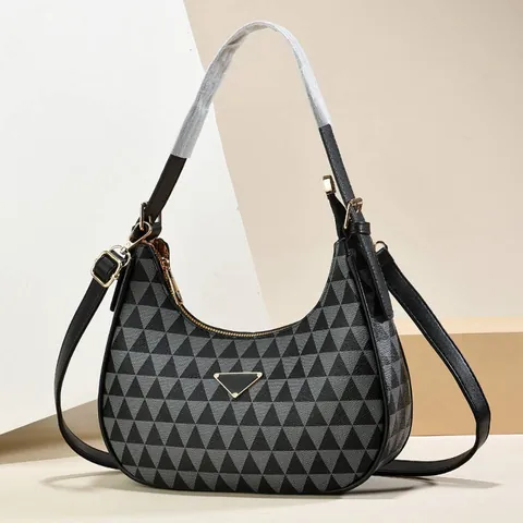Borsa Hobo da Donna con Stampa Geometrica a Triangolo Borsa a Spalla Sottobraccio in Pelle PU con Tracolla Regolabile
