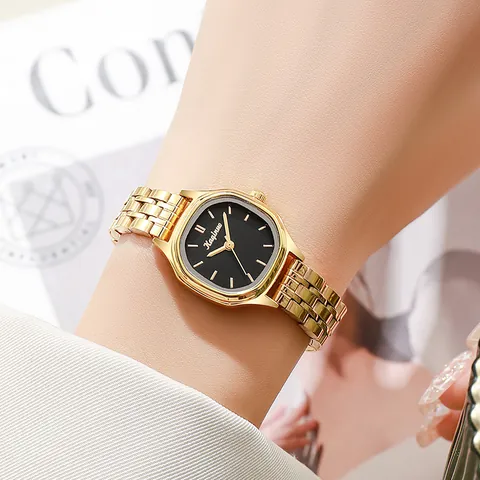 Luxury Women Quartz Watch Octagon Case Metal Link Bracelet Fashion Elegant Dress Wristwatch For Lady Gold Silver Stainless Steel Band