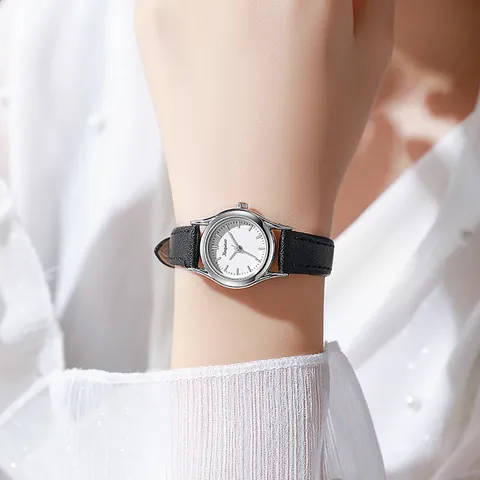 Minimalistisch Dameshorloge Kwarts Leren Band Kleine Wijzerplaat Elegant Retro Mode Polshorloge Goud Zilveren Kast Dameshorloge