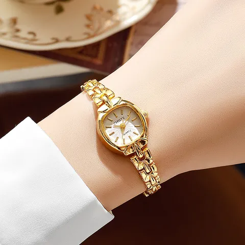 Elegant Vintage Women Small Dial Quartz Watch With Alloy Chain Bracelet Strap Gold Silver Color Jewelry Wristwatch