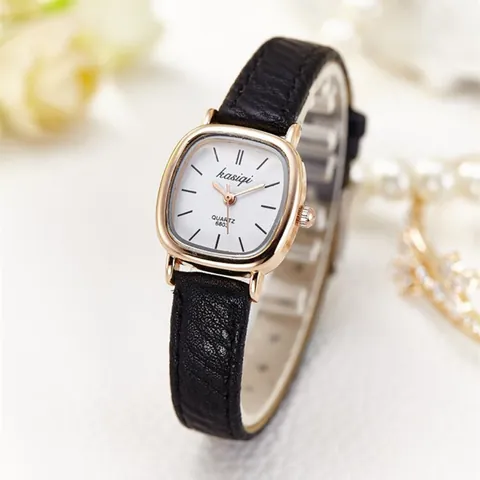 Orologio al Quarzo da Donna con Cassa Quadrata Vintage Piccolo Quadrante Cinturino in Pelle PU Minimalista Orologio da Polso alla Moda Regalo per Studenti