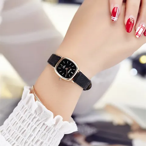 Orologio al Quarzo da Donna con Cassa Quadrata Vintage Piccolo Quadrante Cinturino in Pelle PU Minimalista Orologio da Polso alla Moda Regalo per Studenti