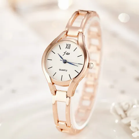 Elegant Women's Quartz Watch With Hollow Stainless Steel Band Roman Numerals Round Dial Fashion Bracelet Watch For Ladies