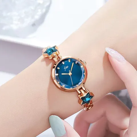 Elegante Reloj de Cuarzo para Mujer con Dije de Estrella Esfera de Diamantes de Imitación Correa de Cadena de Aleación