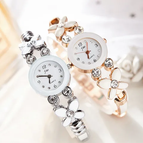 Women Fashion Quartz Watch Alloy Rhinestone Flower Butterfly Design Elegant Bracelet Jewelry Watch For Ladies Gift