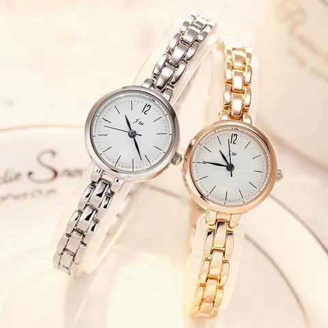 Reloj de Cuarzo de Moda para Mujer Pulsera de Cadena de Metal Elegante Minimalista Esfera Blanca Redonda Joyería Regalo