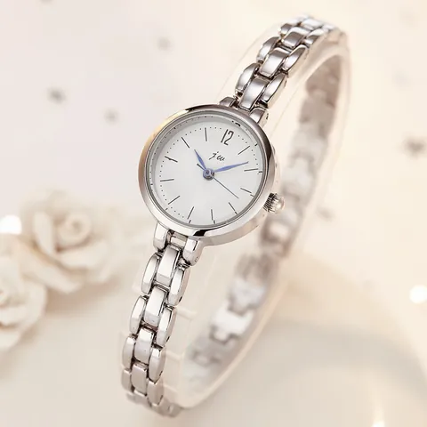 Reloj de Cuarzo de Moda para Mujer Pulsera de Cadena de Metal Elegante Minimalista Esfera Blanca Redonda Joyería Regalo