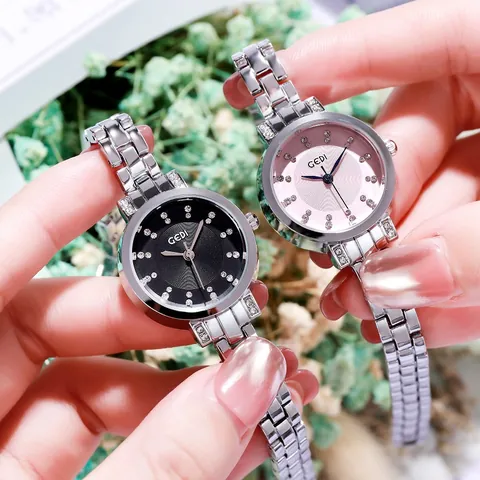 Women Fashion Quartz Watch Rhinestone Inlaid Waterproof Analog Wristwatch Metal Steel Band Simple Elegant Dress Watch For Ladies Gift