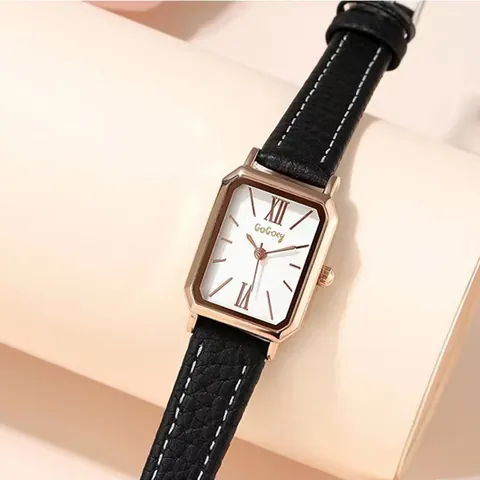 Vrouwen Retro Rechthoek Quartz Horloge Rose Goud Legering Kast PU Lederen Band Vierkante Wijzerplaat Romeinse Cijfers Horloge