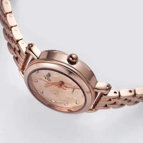 Elegante Damen Quarzuhr Roségold Legierung Metallkette Armband Strass Zifferblatt Mode Damen Armbanduhr Wasserdicht Schmuck Geschenk