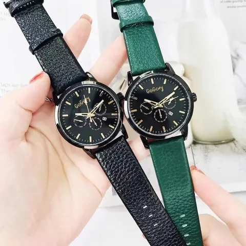 Fashion Large Dial Quartz Watch For Men Women Multi Function Calendar Sub Dials PU Leather Strap Alloy Case Casual Wristwatch