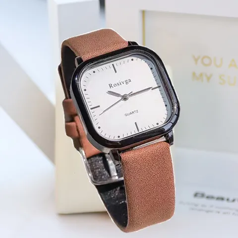Damen Vintage Mode Quadratisch Quarzuhr Mit PU Lederarmband Minimalistisch Analog Elegant Lässig Armbanduhr Für Studenten