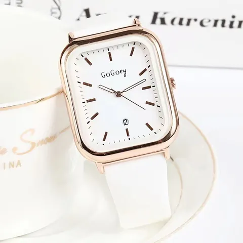 Damen Mode Quadratische Quarzuhr Minimalistisch Roségold Gehäuse Silikon Armband Armbanduhr Mit Datum Kalender Für Student Alltag