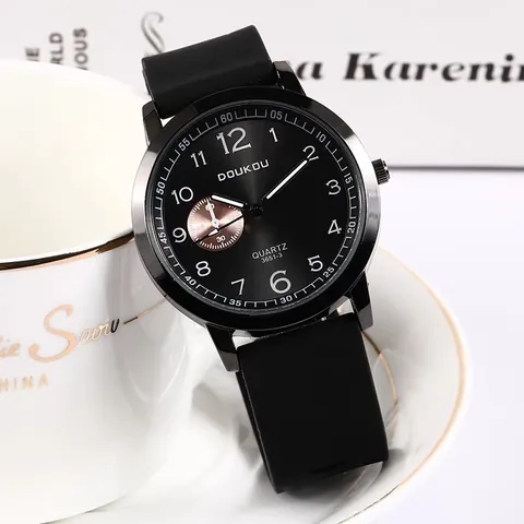 Men Fashion Sport Quartz Watch Minimalist Analog Round Dial Silicone Strap Wrist Watch For Teens Students Casual Decorative Timepiece