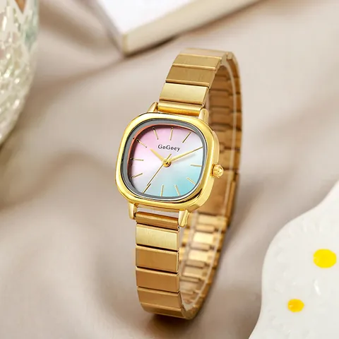 Orologio al Quarzo da Donna alla Moda Con Quadrante Quadrato Sfumato Cinturino in Lega Elegante Orologio da Polso Minimalista per Donna Regalo Gioielli Quotidiani
