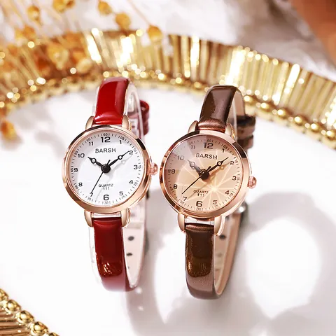 Women Fashion Quartz Watch Rose Gold Case Numeric Dial Elegant Casual Leather Strap Small Dial Ladies Analog Wristwatch